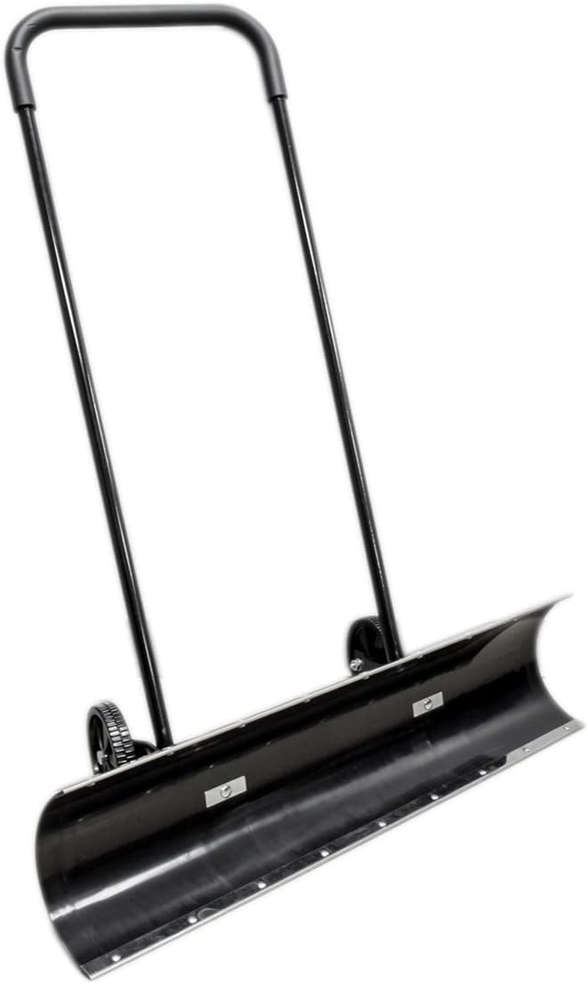 36" Wheeled Snow Shovel Pusher Wheels 36 Inch Angled Reversible ABS Plastic Metal Edges