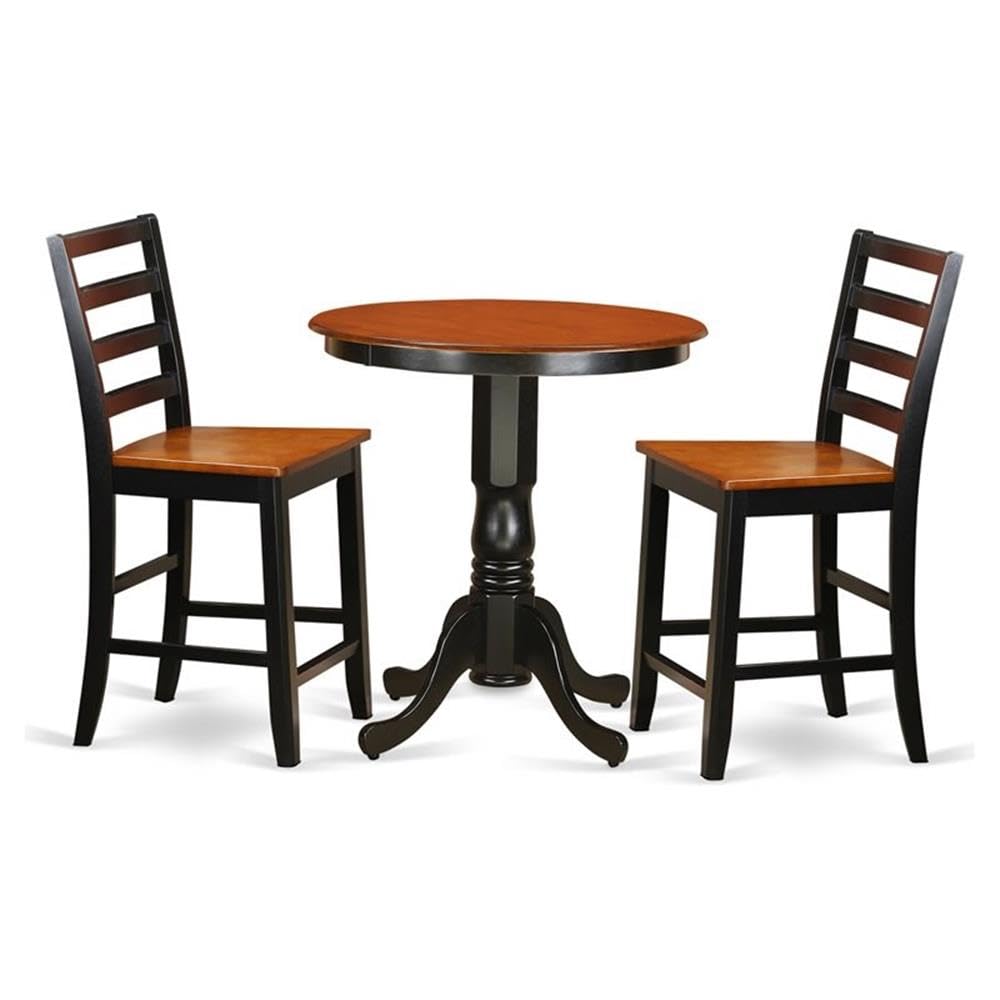 East West Furniture Set da 3 pezzi con tavolo da pub e 2 sgabelli da bar da cucina