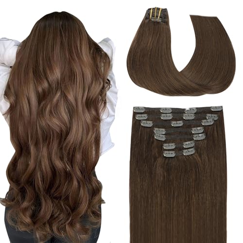 SURNEL Extensions Clip in Dunkelstes Braun Remy Haarverlängerung ...