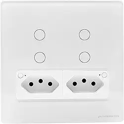 Interruptor Inteligente Branco Wi-Fi 4 Teclas com Tomada Compatível NovaDigital Alexa e Google Home