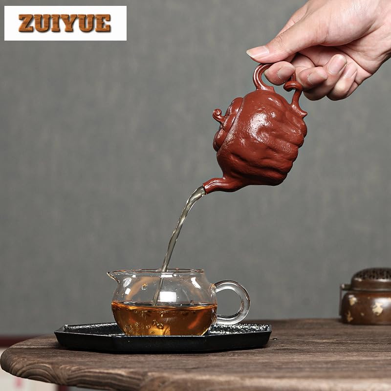 Tetera Infusiones Teteras de arcilla púrpura Retro de 200ml, tetera hecha a mano de barro de mineral crudo con infusor, juego de té Zisha, teteras artesanales, cafetera Teapot