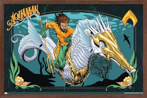 Poster Aquaman encadré bois d'acajou de qualité premium