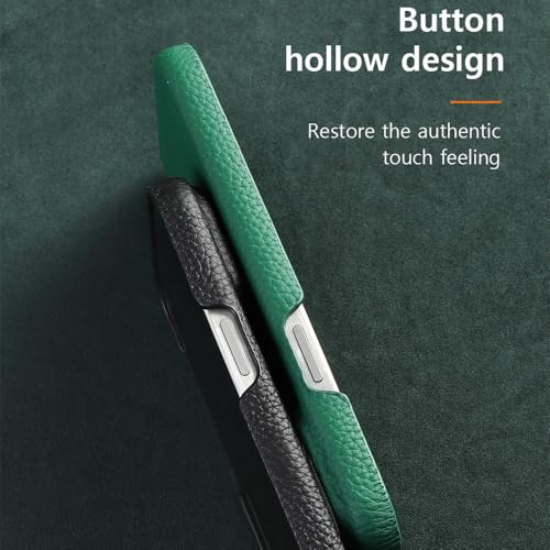 Coque iPhone 15 Pro Max cuir véritable vert pour éviter les rayures et chutes - 2
