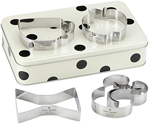 Kate Spade New York All in Good Taste Gift Storage Tin with Cookie Cutter, Aluminum