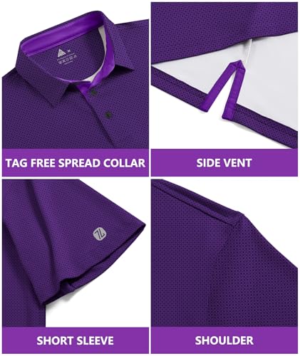 Mens Polo Shirts Short Sleeve Printed Quick‑Dry Golf Tops - image 5