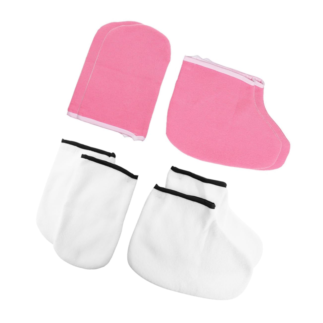 Mikinona 4 Pairs Exfoliating Moisturizing Hand and Foot Covers Set Skin Care Gloves & Foot Spa Covers White and Pink for Foot and Hand Care