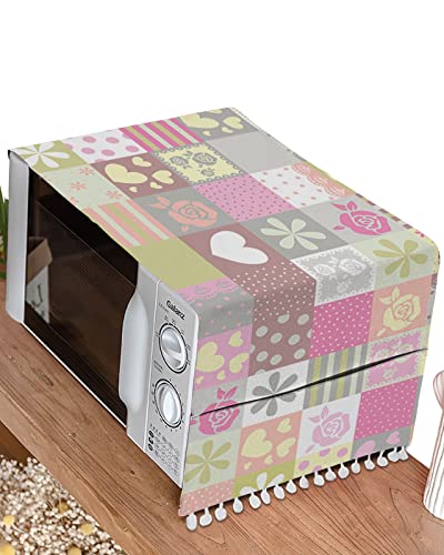 Fridge Dust Cover, Valentines Washing Machine Top Covers, Farmhouse Buffalo Plaid Colorful Love Heart Flower Polyester Kitchen Refrigerator Covers Protector Storage Organizer Bags, 28" X 67" #TOP1