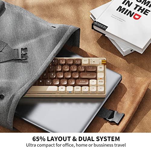 Royalaxe X Protoarc 60% Wireless Mechanical Keyboard, Hot-Swappable Wired/Bluetooth 5.0/2.4G Wireless Keyboard With Rgb Light For Windows & Mac, Pbt Keycaps, Gateron G Yellow Pro Switch, Lava Brown #TOP4