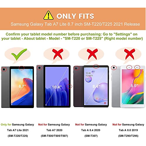 Capa Giratória Preta de Couro Galaxy Tab A7 Lite 8.7 (T220/T225/T227) Com Caneta Touch - Blance