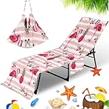 Bonne Taille: parfaite pour le jardin, la terrasse, la pelouse, la piscine, l'hôtel et d'autres endroits, la housse de serviette de chaise longue de plage est conçue avec une taille, Longueur x Largeur - 210*75cm. Séchage rapide et facile à nettoyer. Lavable en machine.