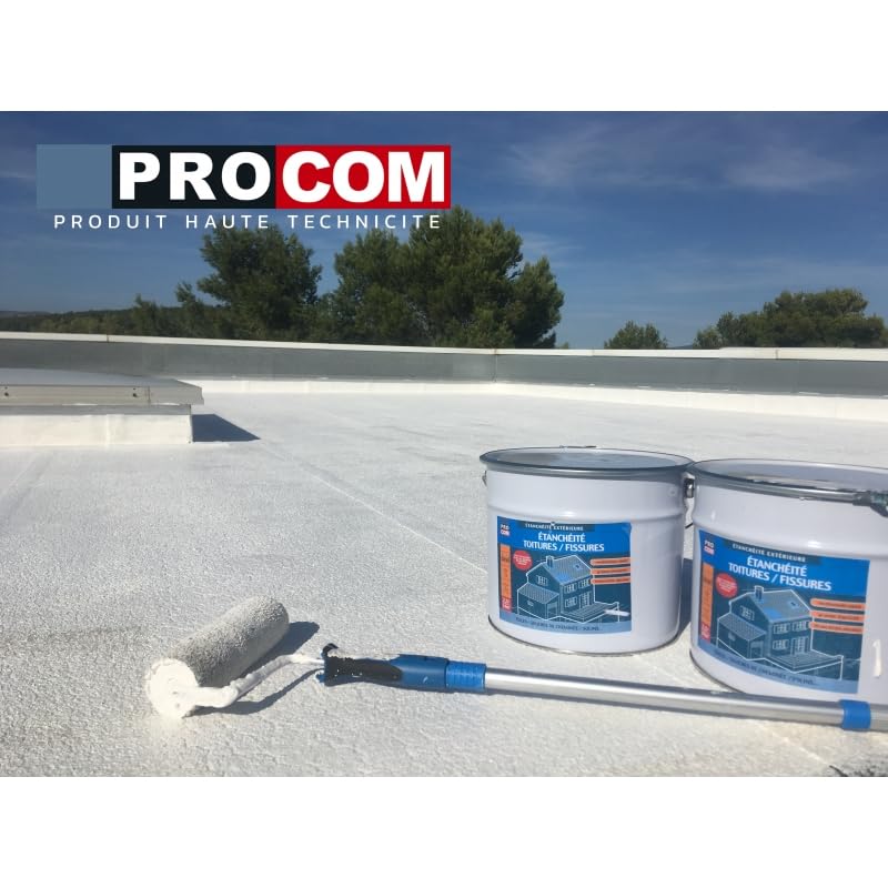 Peinture, résine d'étanchéité toiture, réparation tuiles, fissures, anti-fuites, décore, protège, plusieurs coloris PROCOM 2.5 litres