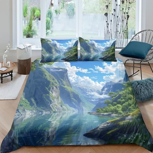 Housse de couette imprimée parure de lit anti-plis microfibre douce lit double