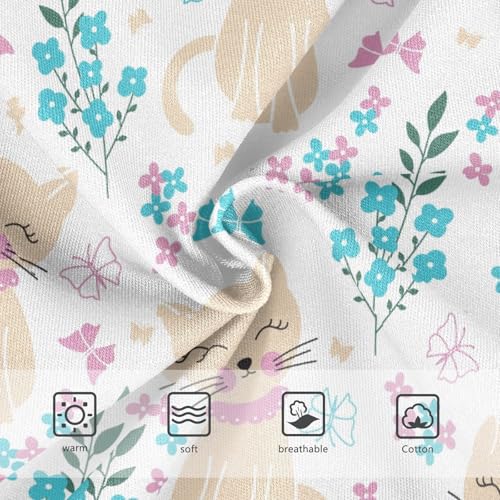 Wusikd Cute Funny Cats Girls' Underwear Cotton Flowers Cartoon Girls Briefs Soft Toddler Underwear 3T3