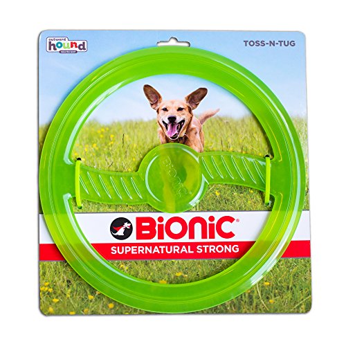 Bionic by Outward Hound Toss N' Tug Durable Tough Fetch Toy for Dogs, Green
