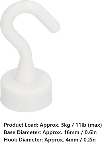 Miniatura 3 de Estink 10 ganchos magnéticos, ganchos compactos de ABS de 11 libras, ganchos fuertes de plástico blanco para colgar, juego de ganchos para