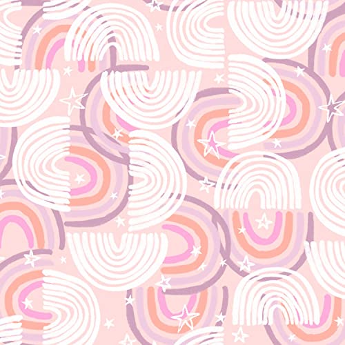 Enchanting 100% Cotton Woodland Wander Fabric by Jo Taylor - Pink Rainbow Geo Design for Creative Projects