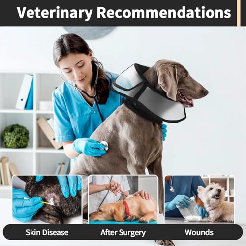 Image of Allroaring Dog Cone, Soft Dog Cones for Dogs, Adjustable Doggie Cone Collar | to Stop Licking, Professional Pet Recovery Cones E-Collar for Dogs Aftert Surgery Wound Healing, Black S