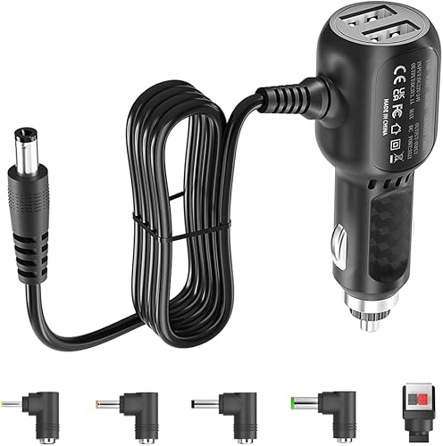 Miniatura 1 de Cargador de coche de 12 V con puertos USB Daul de 5 V y 5 conectores para detector de radar, tira de luz LED, bomba de aire portátil, reproductor de