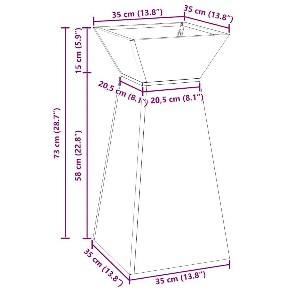 vidaXL Vaso a Pilastro Argento 35 x 35 x 73 cm, Giardino e terrazza, Moderno Vaso in Metallo, Decorazione Esterna, Supporto per Piante, Accessori Giardinaggio