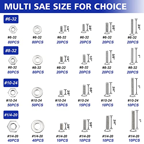 1575 pcs nuts and bolts assortment kit stainless steel phillips pan head amp flat head screws assorted nuts bolts washers with double sided organizer box