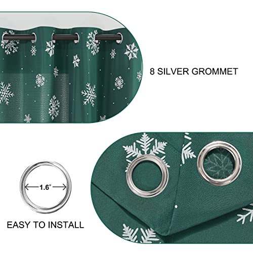 Tony's Collection Hunter Green Curtains 63 Inch Length, Snowflake Christmas Window Curtains Holiday Decor Xmas Curtain Panels For Home Kid Room/Bedroom Living Room(52X63 Inch, Hunter Green,2 Panels) #TOP2