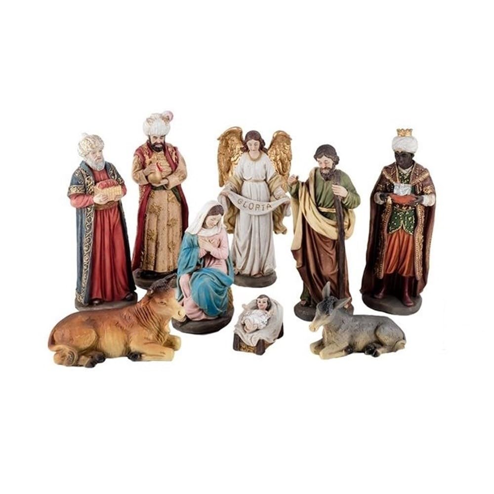 Inmaculada Romero IR Misterio Nacimiento Navidad 9 Piezas 15 cm. Belén clásico Resina Figura Sagrada Familia Reyes Magos