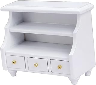 SECFOU Armário De Toalhas Armário Lateral Móveis De Casa Em Miniatura Mini Bonecas Armário De Madeira Armário De Brinquedos Decoração De Armário De Madeira Maciça Mesa De