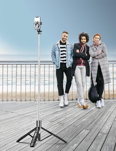Image of 67-Inch Extra-Long Bluetooth Selfie Stick Tripod, Extendable Phone Stand with Reinforced Base, Wireless Selfie Stick for iPhone 13 /14 /15 /16 Pro, GoPro, YouTube, Travel & Vlogging