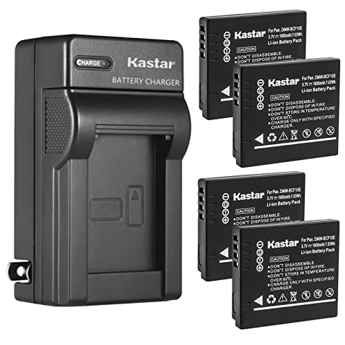 Kastar 4-Pack Battery and AC Wall Charger Replacement for Panasonic Lumix DMC-FH1, Lumix DMC-FH20, Lumix DMC-FH22, Lumix DMC-FH3, Lumix DMC-FP8, Lumix DMC-FT1, Lumix DMC-FT2, Lumix DMC-FT3 Cameras