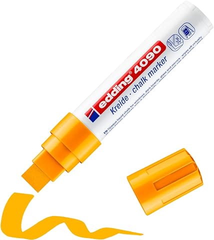 edding 4090 tebeşir kalemi - fosforlu turuncu - 1 tebeşir kalemi - 4-15 mm kesik ucu