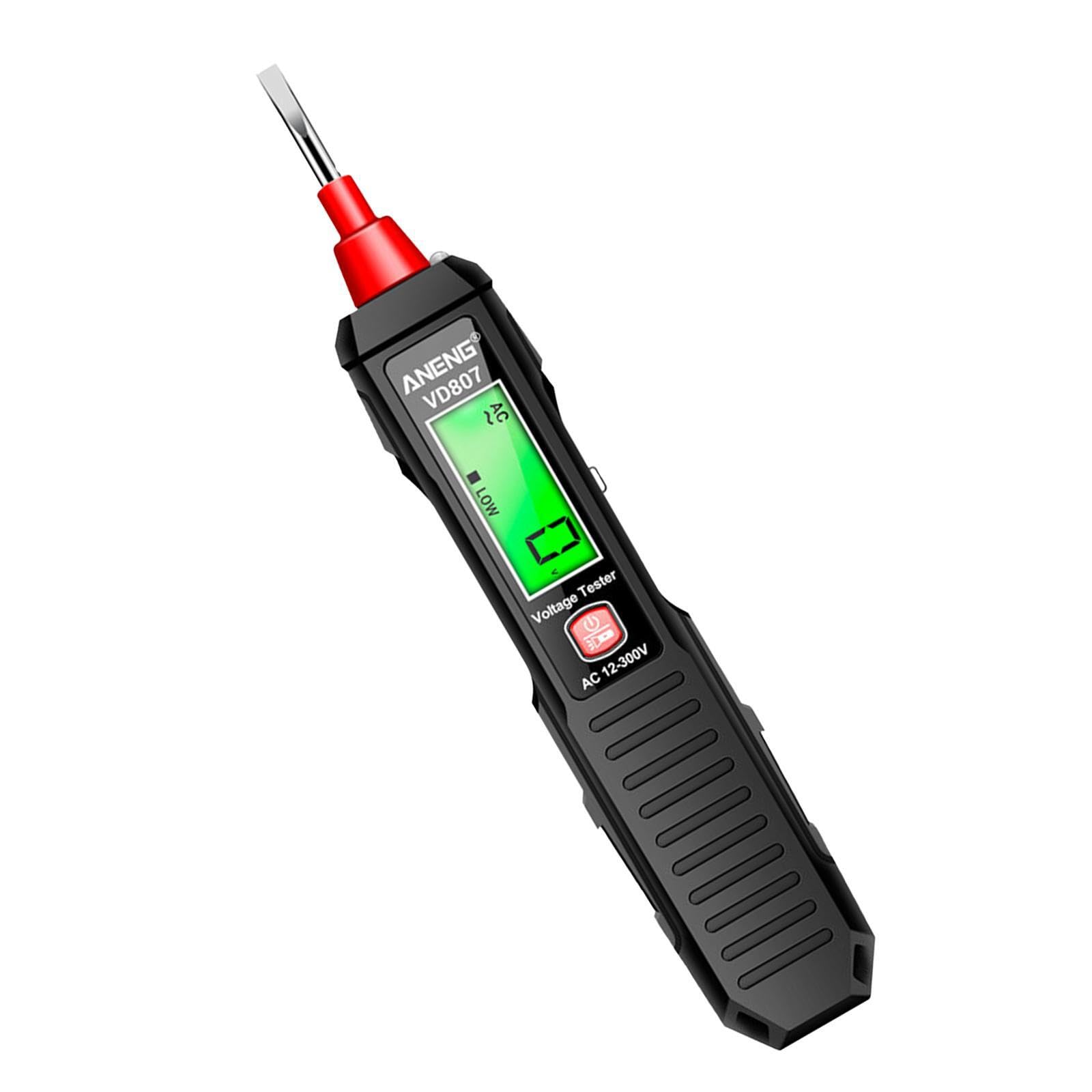 AUYXSSZ Electricity Detect Pen Flashing Alarm Screwdriver with LCD Display and Compact Suitable for Various Work Environments Non Contact Voltage Tester Pen, Black, 16.64x2.96x1.8cm