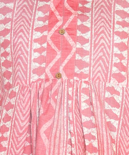 Image of Stylistico Geometric Print Summer Cotton Tunic Western Everyday Regular Fit Full Sleeve v Neck Office Peplum Printed Long Tops for Women Latest