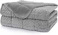 Cobertor ponderado solteiro Huloo Sleep de 6,8 kg para adultos (122 x 192 cm, cinza), cobertor macio e respirável para todas as estações, cobertor pesado com contas de vidro premium