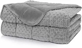 Cobertor ponderado solteiro Huloo Sleep de 6,8 kg para adultos (122 x 192 cm, cinza), cobertor macio e respirável para todas as estações, cobertor pesado com contas de vidro premium