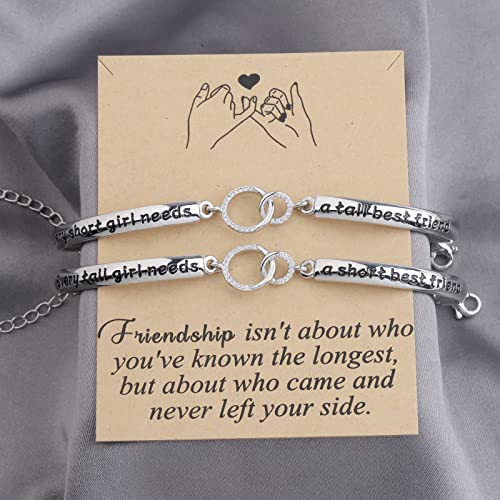 PLITI Funny Short Tall Friend Bracelet Short Tall BFF Set Friendship Jewelry Besties Gift Best Friend Bangle2