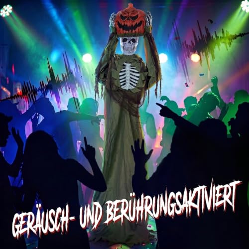 HOMCOM 173 cm Halloween Animierte Pop-up-Kürbis-Skelett Deko mit Licht – Bild 4