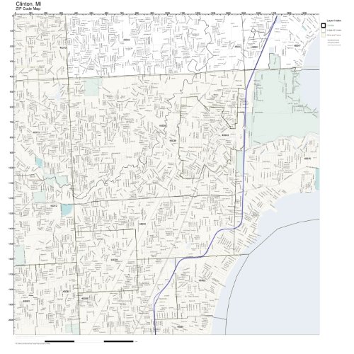 ZIP Code Wall Map of Clinton, MI ZIP Code Map Laminated