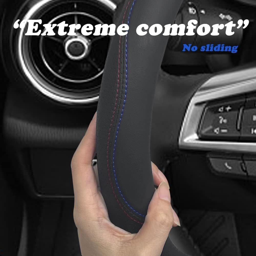Coprivolante In Pelle Microfibra Per Ford Transit Custom 2014-2024 | Antiscivolo, Traspirante, Diametro 37-38 Cm