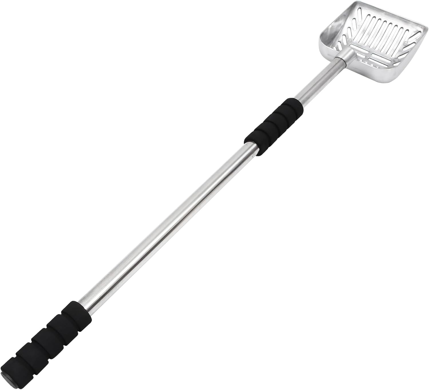 Happyyami Telescopic Metal Cat Litter Scoop Handle for Easy Sifting and Sturdy Design for Efficient Litter Box Cleaning Black Handle
