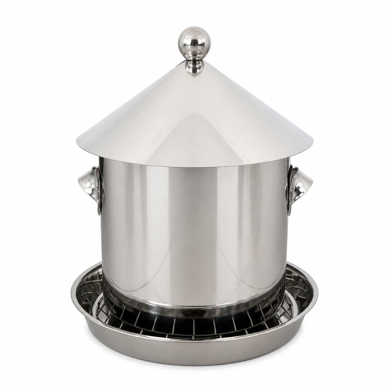Comedero Automático para Gallinas, Antipájaros y, de Acero Inoxidable, para AV de Corral, 30 kilograms (15 kg)