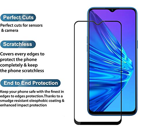 Image of Glasgow Full Protection Tempered Glass for Vivo Y15a / Y15s / Y15c Top Notch Edge to Edge Full Screen Coverage [Anti-Scratch] [Gorilla] [Free Cleaning Kit Included] - Black