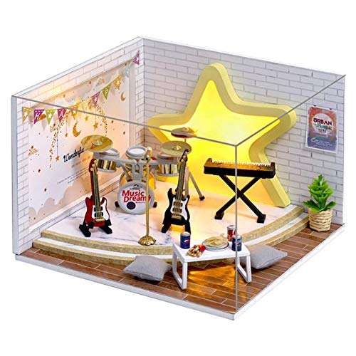 FLYTYSD Puppenhaus Miniatur Puppenhaus Kit DIY Holz Puppenhauszubehör Mit Möbel Set Spielzeug Plus Staubschutz Cover…