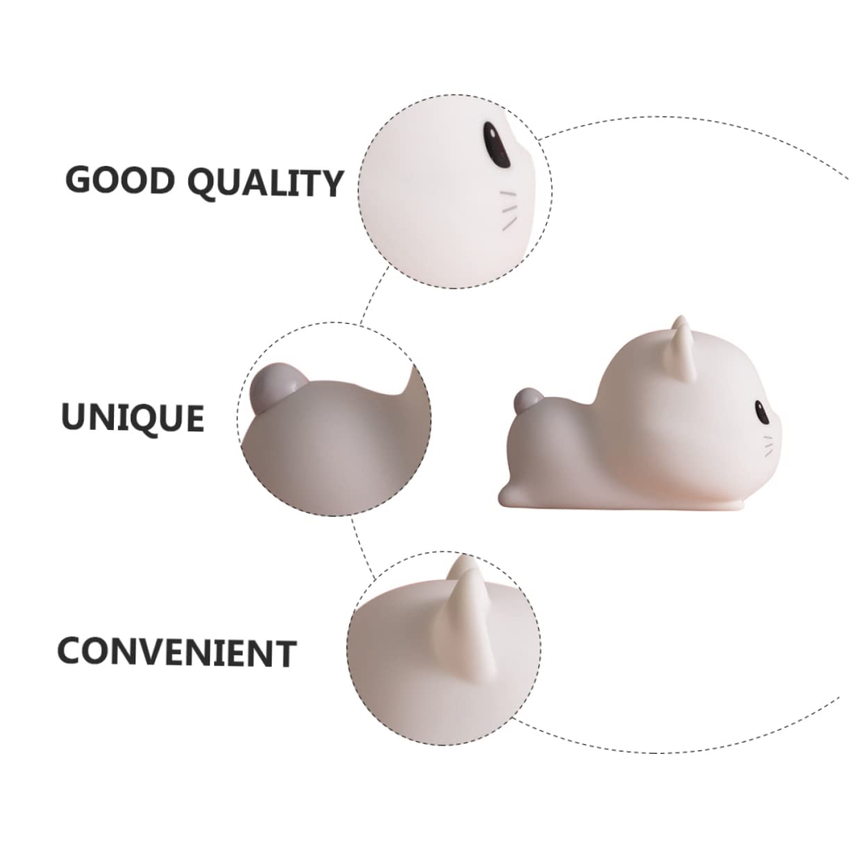 Veemoon Luce Notturna USB a Forma di Gatto in Silicone Bianco