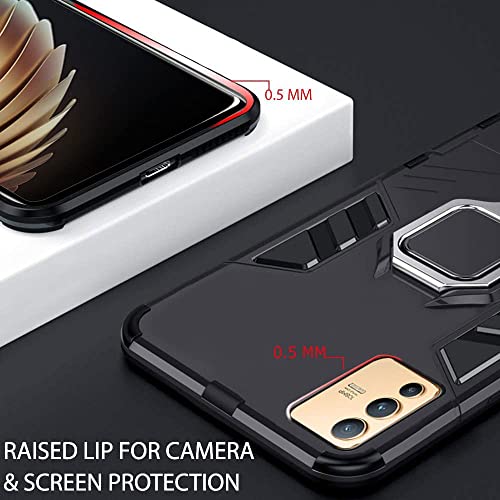 Image of TheGiftKart Tough Armor Bumper Back Cover Case for Vivo V23 Pro 5G | Ring Holder & Kickstand in-Built | 360 Degree Protection Back Case Cover for Vivo V23 Pro 5G (PC & TPU | Black)