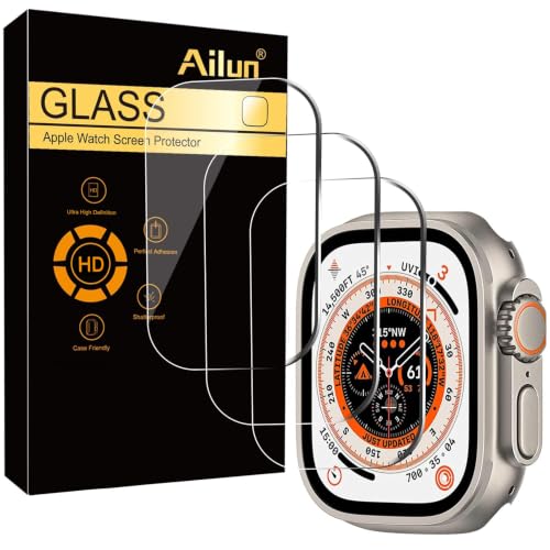 Image of Ailun for Apple Watch Ultra 3 /Ultra 2 /Ultra Screen Protector [49mm], Tempered Glass Film, Anti-Scratch, High Definition, Touch Sensitive[3 Pack][Clear]
