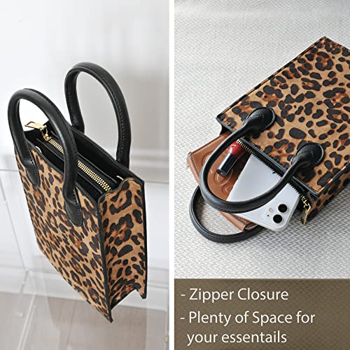 Bolso mini tote de hombro con estampado de leopardo miniatura 4