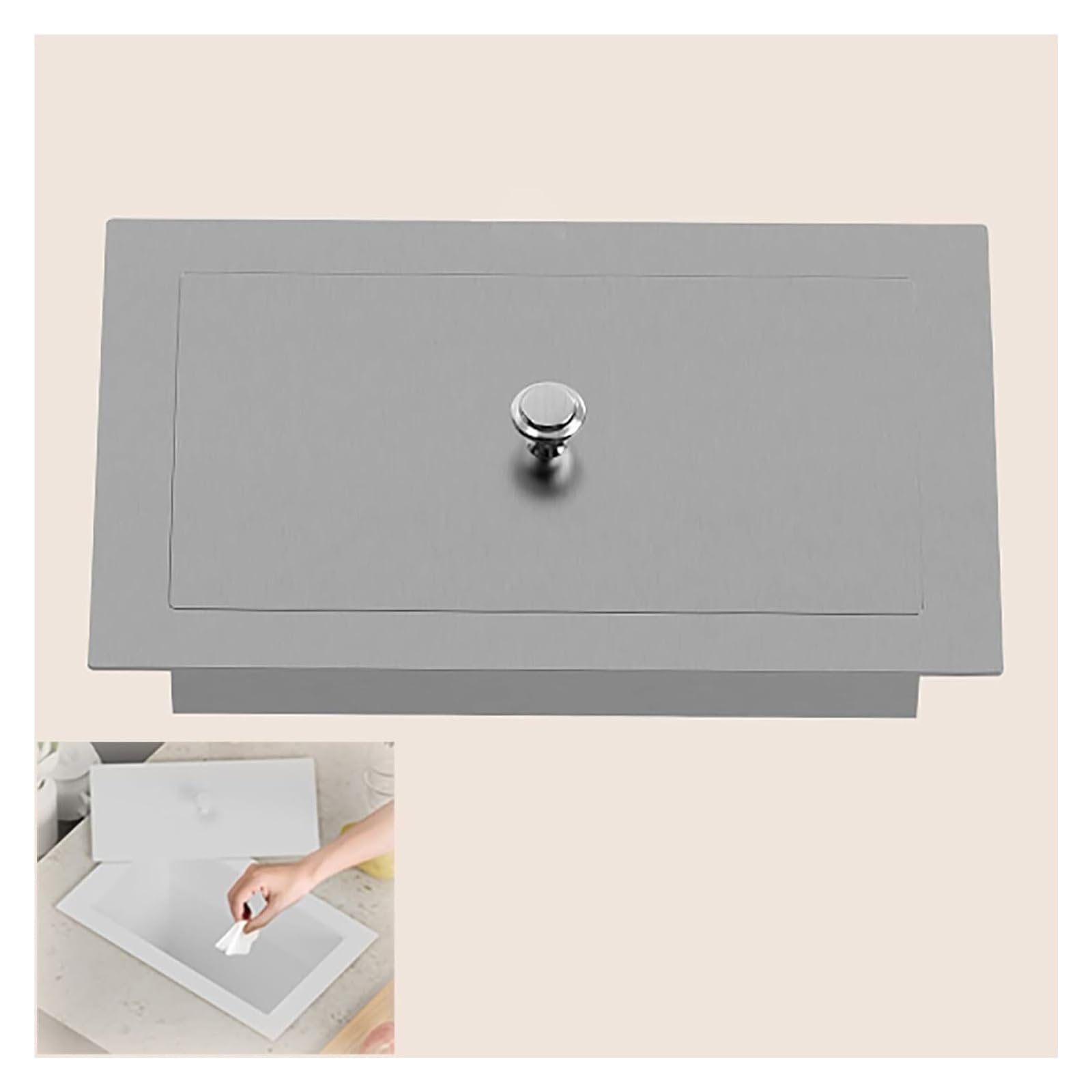 Trash Can Top Bins, Countertop Trash Can Lid Only, Recessed Garbage Bin Cover, Stainless Steel, Multicolor(Onecolor)