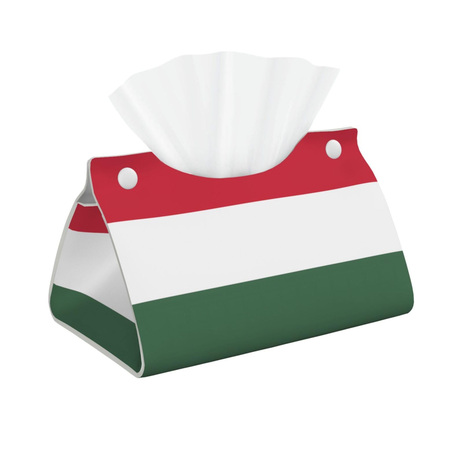 Flag of Hungary Rectangular Leather Tissue Box Cover, Folding Facial Tissue Holder Dispenser for Car