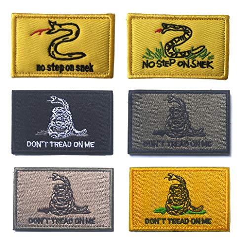 Antrix 6 Pack Tactical Dont Tread On Me No Step On Snek Patches Embroidered Tactical Military Emblem Badge Patches for Caps,Bags,Backpacks,Tactical Vest,Military Uniforms, Clothes