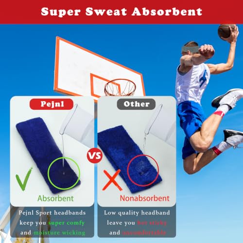 Image of Sweatbands Sports Headbands for Men & Women - 3 Pack Moisture Wicking Cotton Headband for Tennis, Basketball, Running, Gym - Sweat Band